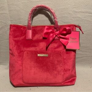 Juicy Couture Fuschia Velvet Bow Convertible Tote Bag Backpack Fairycore Y2K